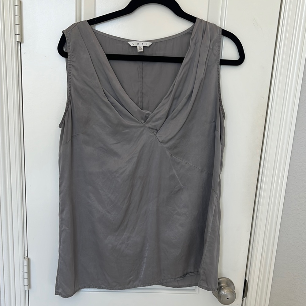 CAbi Gray Draped Tank Top Sleeveless